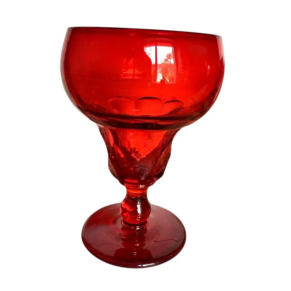 Set 6 Vintage 1930s Fenton Georgian Ruby Red Water Goblets 5.5